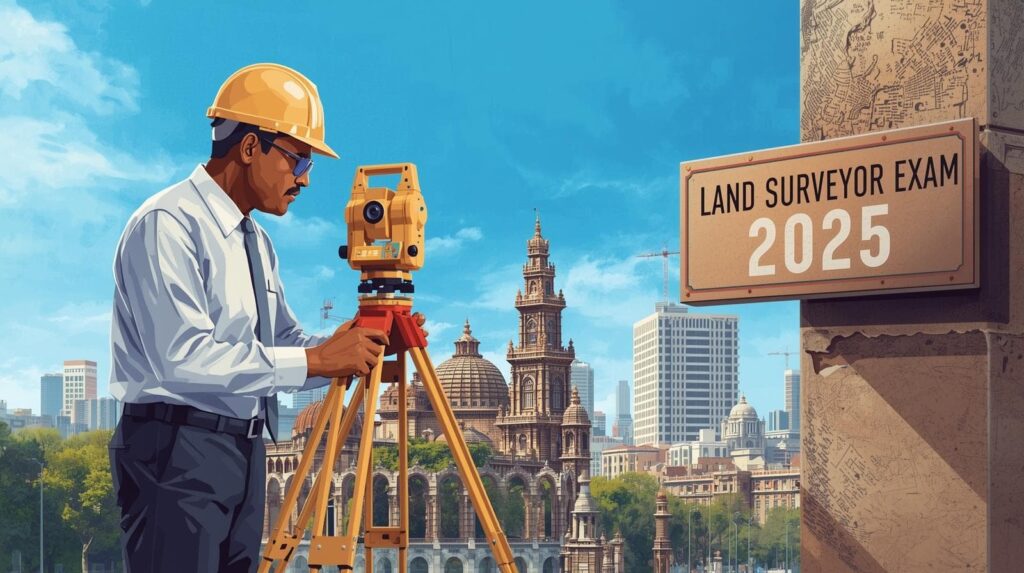 “Land surveyor working with total station for recruitment update on land surveyor exam date 2025