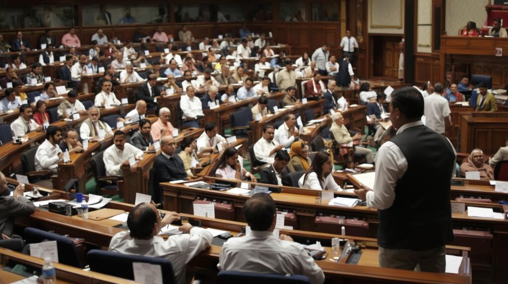 Land surveyor checking site with theodolite instrument in Karnataka city background showing latest update on Land Surveyor Exam Date 2025 karnataka